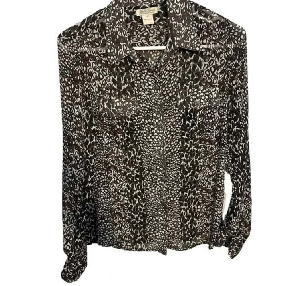 Lucky Brand Animal Print Button Down Top Size Small